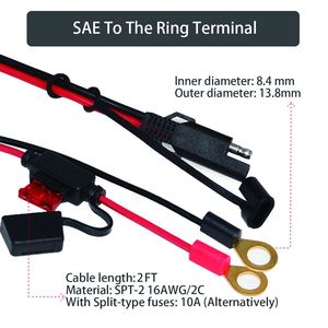 16Awg ชาร์จ Sae แหวนขั้วไฟ Dc เชื่อม<span class=keywords><strong>ต</strong></span>่อส่วนขยาย10A รถจักรยานยนต์รถแบตเตอรี่<span class=keywords><strong>สาย</strong></span>ชาร์จ - Product Image 6