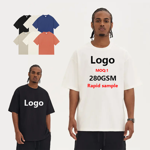 T-Shirt personalizzata con stampa serigrafica T-Shirt da uomo pesante 280gsm in cotone 100% con stampa Dtg T-Shirt oversize di alta qualità - Product Image 1