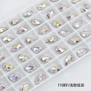 Manik-manik batu kristal longgar grosir batu mewah K9 ujung runcing berlian imitasi bentuk tetesan air untuk aksesori perhiasan seni kuku diy