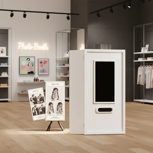 Kiosque <span class=keywords><strong>photo</strong></span> compact blanc avec impression instantanée, libre-service, Wi-Fi, écran tactile, en bois, pour cafés et magasins éphémères - Product Image 2