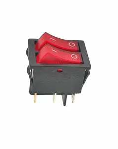 Indicador doble 16A 250V 1E4 Botón rojo de enganche Interruptor basculante a prueba de agua