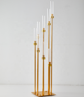 Candélabre à 8 bras en métal doré antique avec coupelles en acrylique, centre de table de mariage, support de bougies doré