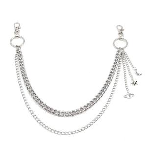 Cadena circular geométrica de doble capa para pantalones, colgante de estrella y luna, cadena para la cintura, estilo Punk, uso diario, aleación de zinc - Product Image 5