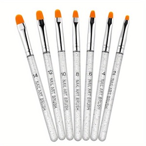 Ensemble de pinceaux à ongles en gel multi-tailles, poils souples et élastiques, manche pailleté, pour dégradé de couleur et détails fins - Product Image 4