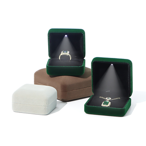 Factory Wholesale LED Light Velvet Customizable logo Jewelry Set <b>Box</b> Ring Necklace Pendant Bracelet Packaging <b>Box</b> for Branding - Product Image 6
