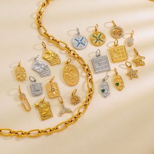Pendentif en or 14 carats, bracelet à bande plate en acier renforcé, couleur originale, vente en gros professionnelle, réduction sur les achats en gros - Product Image 4