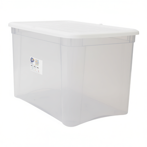 Boîte de rangement Marea PP 570x390x360mm transparente avec couvercle, design minimaliste, empilable, capacité 20-35L pour l'organisation de la maison - Product Image 1