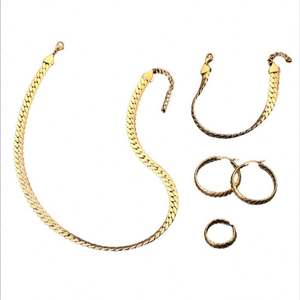 Pendientes de Aro de Acero Inoxidable con Diseño Geométrico de Trigo para Mujer, a la Moda, Impermeables, Conjunto de Joyería Femenina, Oro, Zirconia, Venta al por Mayor - Product Image 2