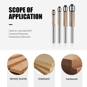 Vástago de 6mm y <span class=keywords><strong>1</strong></span>/4 pulgadas, cuchillas de carburo de tungsteno 3T, brocas de enrutador de recorte al Ras para carpintería, fresa de madera con rodamiento - Product Image 3