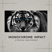 Tableau mural Tigre Noir et Blanc, Portrait de Faune aux Yeux Bleus, Impression pour Salon, Bureau, Cave d'Homme, Hôtel, Intérieurs Modernes
