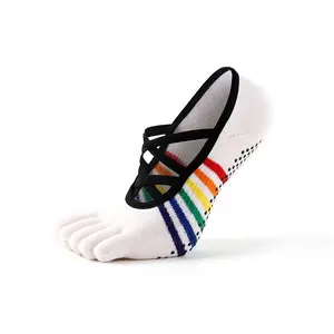 Mulheres Pilates Meias Logotipo Personalizado Anti Cinco Dedo Yoga Meias Metade 5 Toe Tornozelo Anti Slip Grip Toeless Toe Socks