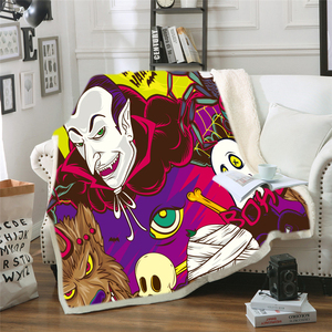 Mùa Đông Nhà In Dày Hai Lớp <span class=keywords><strong>Sherpa</strong></span> Flannel Người Lớn Kinh Dị Mèo Fleece Chăn Tùy Chỉnh Logo Polar Fleece Chăn - Product Image 4