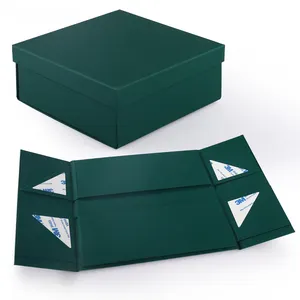 New Design Flip Top Rigid Two Piece Green Paper Bottle Foldable Gift Custom Magnet Box for Clothing
