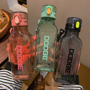 Botella <span class=keywords><strong>de</strong></span> agua potable para niños, botella cuadrada <span class=keywords><strong>de</strong></span> plástico, transparente, rosa y negro, para <span class=keywords><strong>la</strong></span> escuela, al aire libre, <span class=keywords><strong>2022</strong></span> ml, 700ml, novedad <span class=keywords><strong>de</strong></span> 1000 - Product Image 1