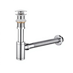 En gros, <span class=keywords><strong>Siphon</strong></span> de lavabo en laiton poli 4 pouces, Ensemble de vidage moderne anti-corrosion pour salle de bain et cuisine - Product Image 1