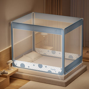 มุ้งกันยุงกันตกสำหรับเตียงตาข่ายทรงสี่เหลี่ยมแบบพกพาตาข่าย3ประตูถอดออกได้มุ้งกันยุง - Product Image 5