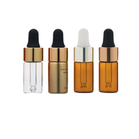 Hautpflege öl Mini 1ml 2ml 3ml 5ml Amber Clear Serum Kosmetik glas Tinktur Tropf flasche mit Silber ring Aluminium kappe