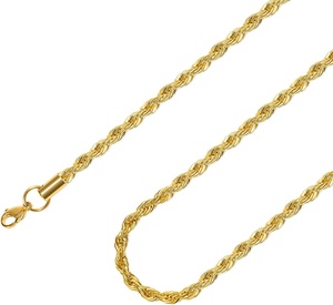 Collar Hip Hop Unisex con Cadena de Cuerda Chapada en Oro de 18K y Gancho de Acero Inoxidable para Dropshipping - Product Image 3