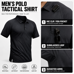 <span class=keywords><strong>Polo</strong></span> da Uomo Personalizzate 100% Poliestere <span class=keywords><strong>Manica</strong></span> Corta Asciugatura Rapida UPF 50+ Performance Tattica con Colletto per Escursionismo e Golf - Product Image 5