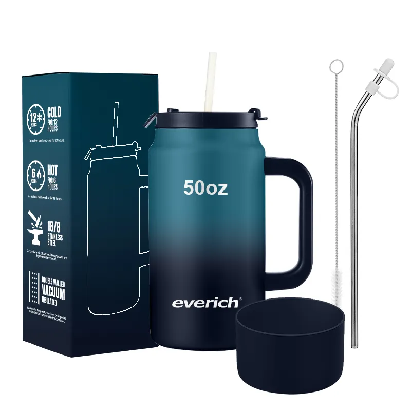 30oz 40oz 50oz Double Wall Beer Mug Grip Handle Sublimation Blank Stainless Steel Vacuum Insulated Beer Party Mug And Tumbler