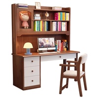 Escritorio Infantil Ergonómico y Duradero de Madera Maciza con Estantería Integrada y Superficie de Escritura Ajustable para Oficina en Casa