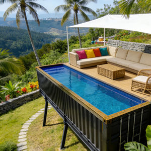 Piscina Elevada con Área de Descanso de Madera Integrada y Bomba de Filtro Completa con Kit de Cascada - Product Image 1