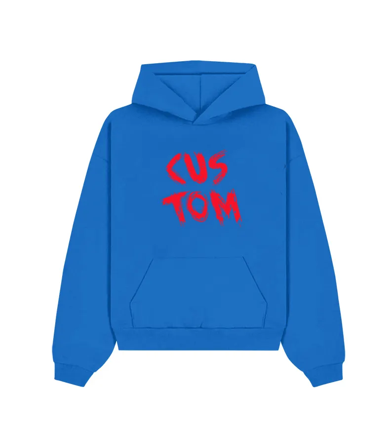 Erkekler mavi kazak ağır pamuk kapüşonlu Logo özel Rhinestone Hoodie kalın boş Unisex fransız Terry boy Hoodies