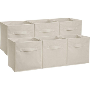 Collapsible Large Fabric Storage Cube Boxes Fabric Storage Baskets with Rope Handles for Cupboards Shelves Wardrobe Clothes