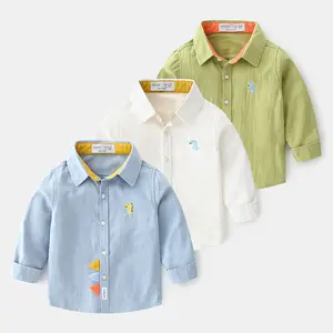 เสื้อเบลาส์แขนยาวลายการ์ตูนสำหรับเด็กผู้ชาย,เสื้อเชิ้ตสีขาวเสื้อเด็กสำหรับฤดูใบไม้ร่วงปี2-6years