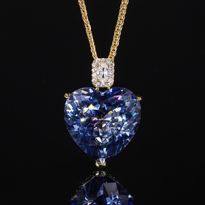 Premium Eco-friendly Copper Gold Plated 20MM Red Cubic Zirconia Jewelry Love <b>Heart</b> Shape <b>Sweet</b> Pendant Necklace for Ladies Gift - Product Image 3