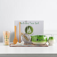 Nouvel Arrivage – Ensemble Bol et Support en Céramique pour Fouet à Matcha avec Logo Dessin Animé Chat Chien Mignon – Kits d'Outils de Préparation pour l'Art du Thé Matcha