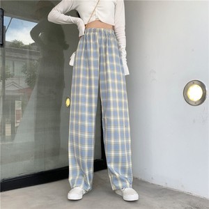 <span class=keywords><strong>Pantalon</strong></span> décontracté à carreaux pour femmes Printemps Drapé Baggy Slim <span class=keywords><strong>Pantalon</strong></span> de pyjama Taille haute <span class=keywords><strong>Pantalon</strong></span> à carreaux à jambe droite - Product Image 3