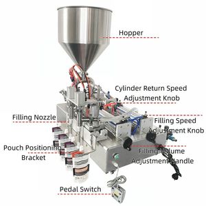 Machine de remplissage semi-automatique à double tête à piston BANMO MS-TSA-03 avec grande trémie en acier inoxydable 304 - Product Image 5