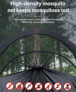 Hamac en nylon double parachute robuste, complet avec <span class=keywords><strong>moustiquaire</strong></span> zippée pour un sommeil en plein air sécurisé et sans insectes - Product Image 5