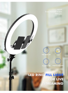 <span class=keywords><strong>Lampe</strong></span> de photographie à anneau lumineux <span class=keywords><strong>LED</strong></span> pour selfie portable professionnelle de 20 pouces, trépied, <span class=keywords><strong>lampe</strong></span> de remplissage, 100-240VAC 72W - Product Image 4
