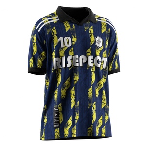 เสื้อโปโลฟุตบอลแบบลำลองสำหรับวันแข่งขัน ติดกระดุมเม็ดเดียว ผ้าตาข่ายระบายเหงื่อ แผ่นผ้าแห้งเร็ว และสีสันแบบคัลเลอร์บล็อกที่ปรับแต่งได้ - Product Image 5