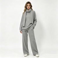 Ensembles Pour Femmes Vetements Femme Pull Mélange Laine Décontracté, 3 Pièces Tricot Torsadé Avec Foulard, Direct Usine