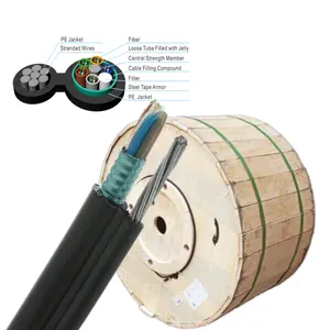 Cable óptico blindado de fibra Fig8 para exteriores, 100M, 200M, cubierta de color HDPE, 12 cables de comunicación de fibra óptica de 16 núcleos