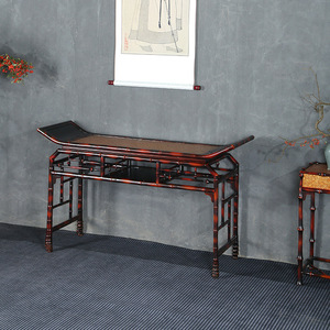 Chinese Bamboo Console Table Song Dynasty Style Handmade Entryway Table Wall Mounted Long Table - Product Image 1