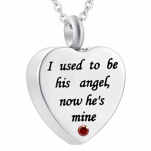 Ala del ángel de Memorial de cenizas urna COLLAR COLGANTE yo solía ser su ángel ahora es mío - Product Image 1