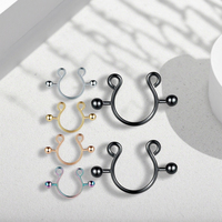 Faux anneau de mamelon 14G non piercing en acier inoxydable plaqué or ensemble de bijoux de corps à la mode Faux Piercing