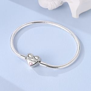 MULA 17-20CM 925 in <span class=keywords><strong>argento</strong></span> Sterling Love Cross Snake braccialetto originale classico fai da te gioielli Charm <span class=keywords><strong>bracciale</strong></span> per donne ragazze zircone - Product Image 2