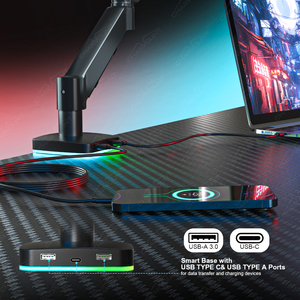 Support de bureau ergonomique réglable en hauteur et rotatif <span class=keywords><strong>pour</strong></span> écran <span class=keywords><strong>incurvé</strong></span> étendu, support simple <span class=keywords><strong>pour</strong></span> poste de travail <span class=keywords><strong>PC</strong></span> - Product Image 4