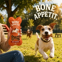 Bolsa de plástico personalizada con forma de hueso para golosinas de perro, con ventana, cierre resellable, tipo stand-up, troquelada, para envasado de alimentos para mascotas Happy Dog