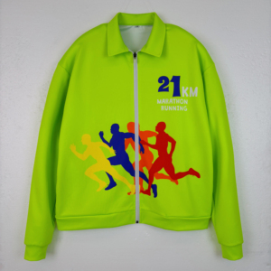 High Quality Fluorescent Green Color Long Sleeve Waterproof Windbreaker <b>Zip</b> <b>Up</b> <b>Jacket</b> Marathon Sublimation <b>Jacket</b> For Running - Product Image 1