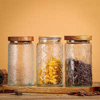 Récipients de stockage décoratifs en verre alimentaire de 32 oz 1000ml bocal hermétique en verre transparent avec couvercle en bambou