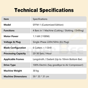 Nueva Máquina Comercial de Acero Inoxidable para Fabricación de Cuadros de Colmena Langstroth, Máquina de Perforación y Corte de Cuadros de Colmena de Precisión con 5 Cortadores - Product Image 5