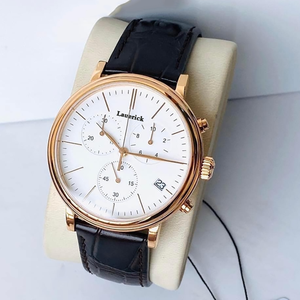 Montre d'affaires Lauerick en acier inoxydable pour homme, collection 2026, personnalisable avec logo, multifonction, plongeur, cadran à pièces, verre saphir 20 mm, bracelet en <span class=keywords><strong>cuir</strong></span> - Product Image 3