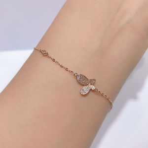 Nouveauté, breloques papillon personnalisées en or pur 18 carats, chaîne en or 18 carats, bracelets épais, bijoux fins, or massif 18 carats pour femmes - Product Image 6