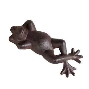 Memanfaatkan besi cor besar tugas berat kolam kodok berbaring sisi patung halaman Dekorasi kolam kodok renang patung katak berbaring